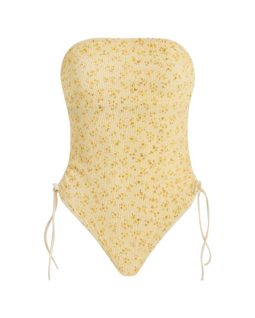 ELCE Yellow Vera Strapless Floral One-piece Swimsuit