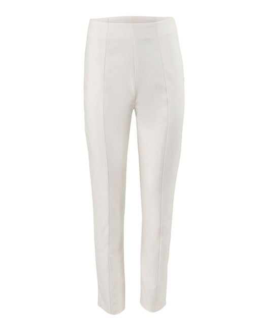 Carolina Herrera White Mid-Rise Stretch Cotton Sateen Straight-Leg Pants