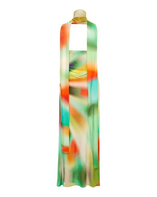 Siedres Multicolor Misty Tie-neck Strapless Printed-jersey Midi Dress