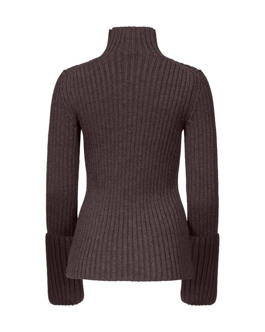 FFORME Brown Astrid Ribbed-Knit Wool Sweater