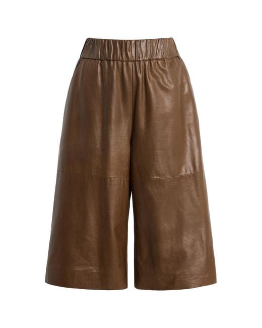 Twp Brown Leather Cropped Pants