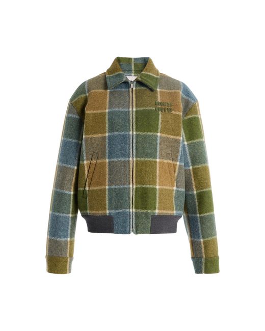 Miu Miu Green Checked Wool Blouson Jacket