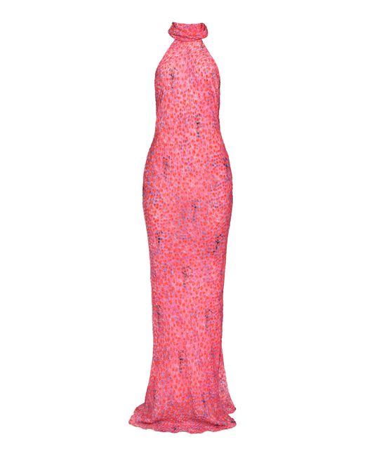 Francesca Miranda Pink Hera Embellished Silk Maxi Dress