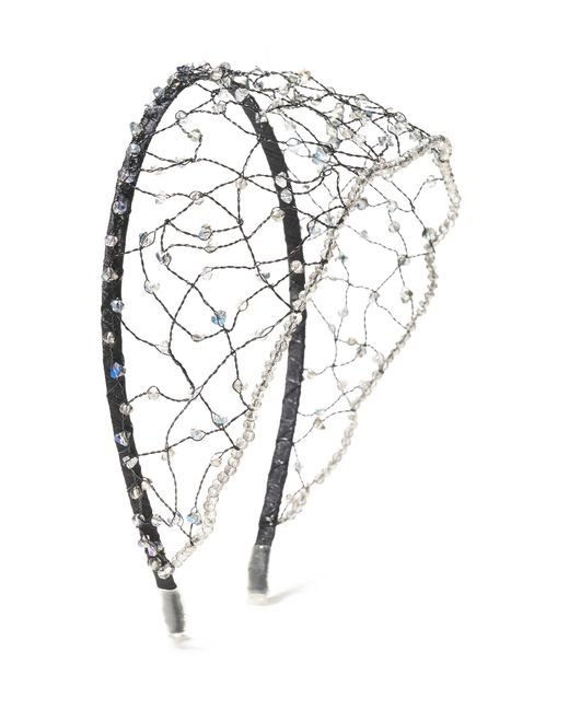 Emm Kuo Gray Crystal-Embellished Satin Headband