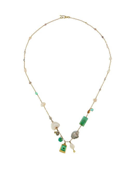 Ten Thousand Things Multicolor 18K Pearl And Emerald Charm Necklace