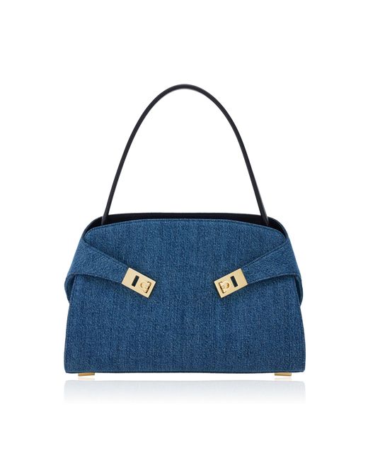 Ferragamo Blue Hug Washed-Denim Shoulder Bag