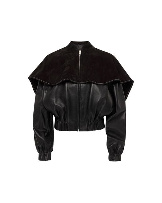 J.W. Anderson Black Oversized-Collar Leather Bomber Jacket