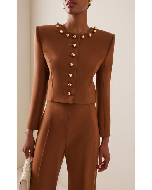 Carolina Herrera Brown Cropped Wool Jacket