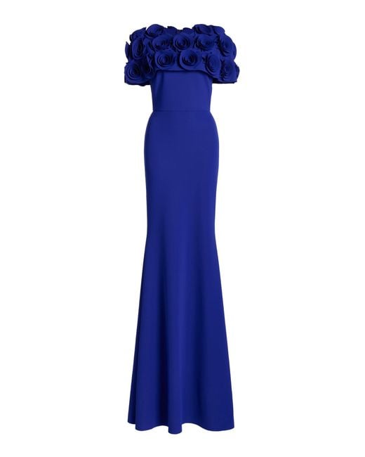 Greta Constantine Blue Canna Rosette-detailed Cady Gown