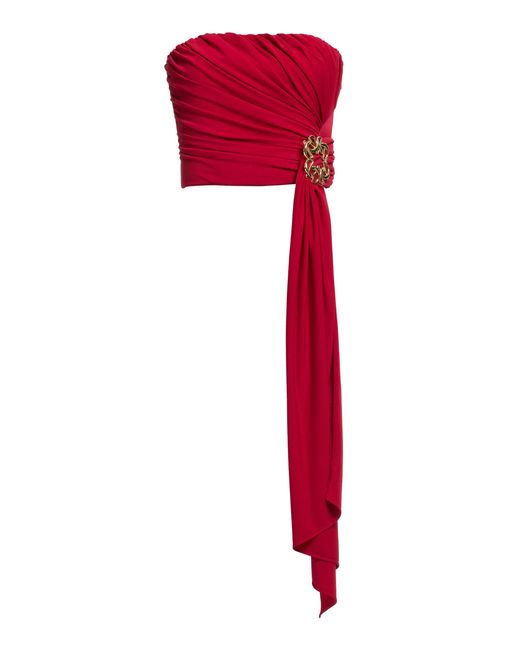 Elie Saab Red Asymmetrical Draped Corset