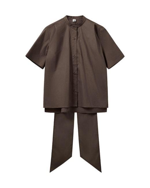 THE GARMENT Brown Cyprus Cotton-Blend Scarf Shirt