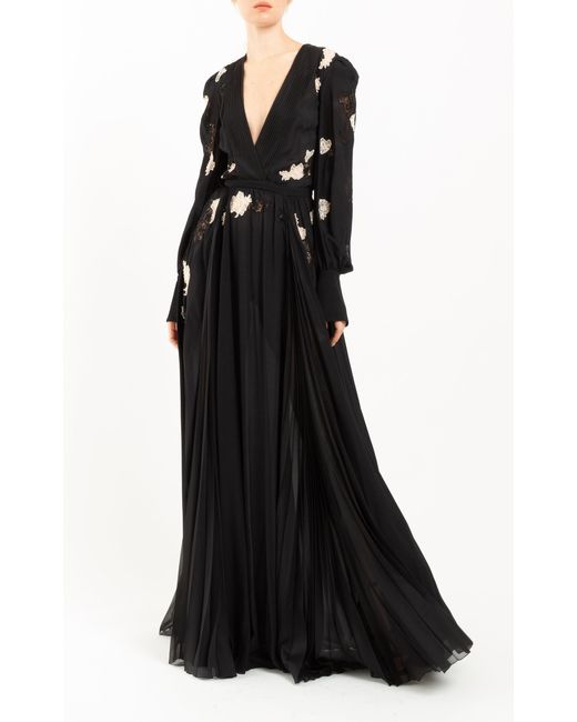 Zuhair Murad Black Western Lace And Crepe Maxi Dress