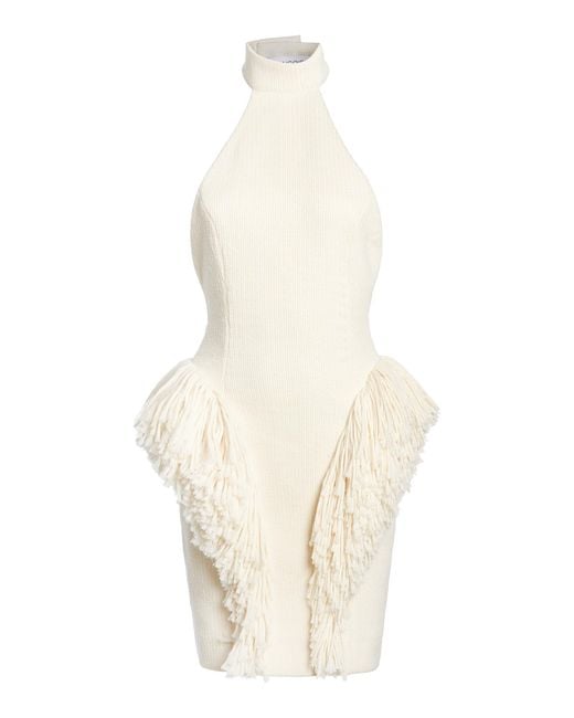 Franchise White Bia Halter Tweed Cotton Dress