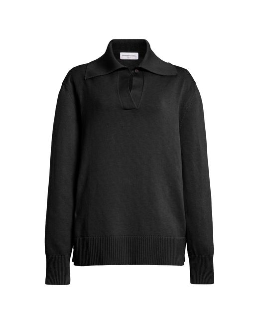 Brandon Maxwell Black The Edie Relaxed Knit Polo Sweater