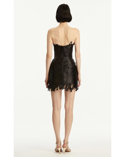 Oscar de la Renta Black Embroidered Threadwork Mini Dress