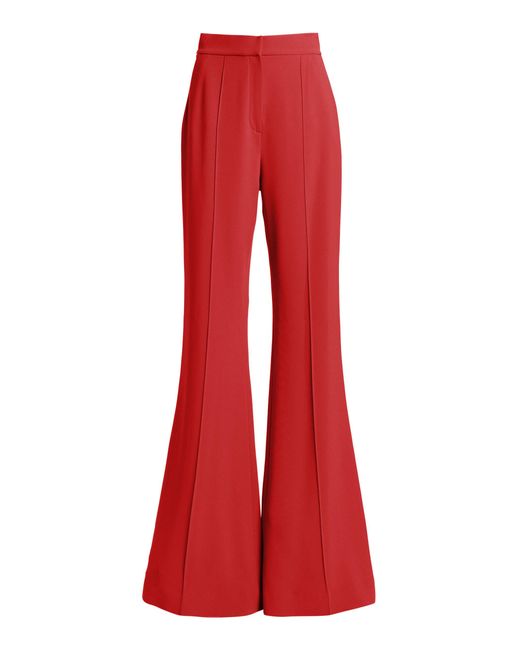 Elie Saab Red High-waisted Crepe Flare Pants