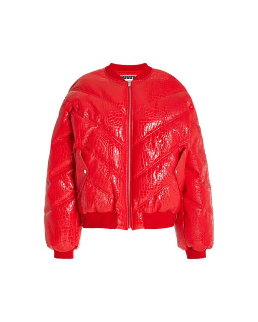 ROTATE BIRGER CHRISTENSEN Croc-embossed Bomber Jacket in Red | Lyst Canada