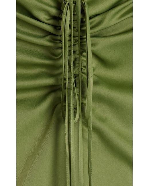 LAPOINTE Green Corded Stretch Satin Maxi Dress