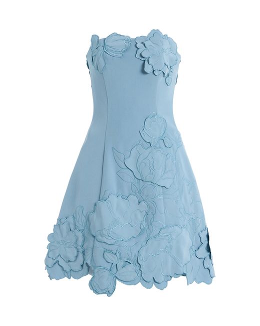 LEO LIN Blue Exclusive Ayla Appliquéd Crepe Mini Dress