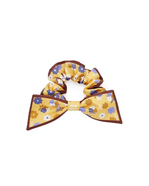 Miu Miu Metallic Floral Twill Scrunchie