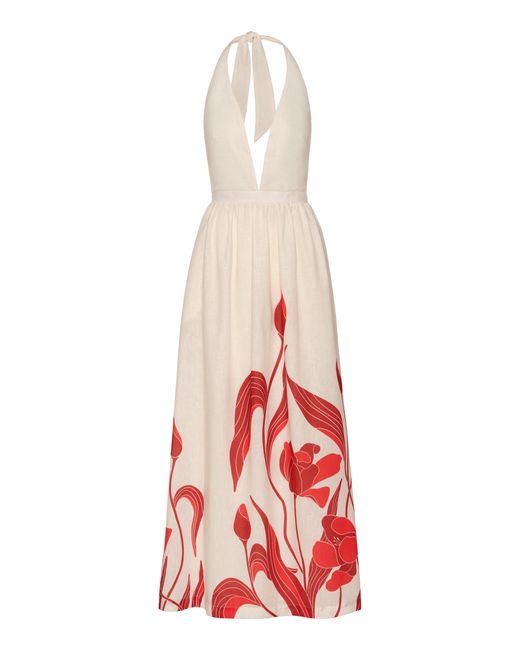 ANDRES OTALORA Red Mi Esplendor Linen Gown