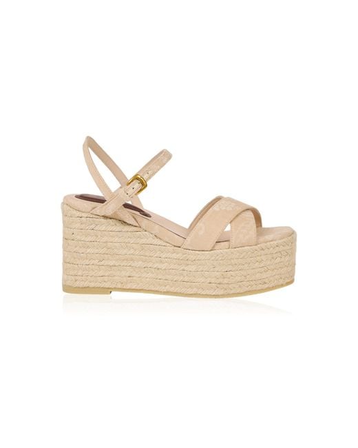 Etro Natural Suede Arnica Print Fondo Wedge