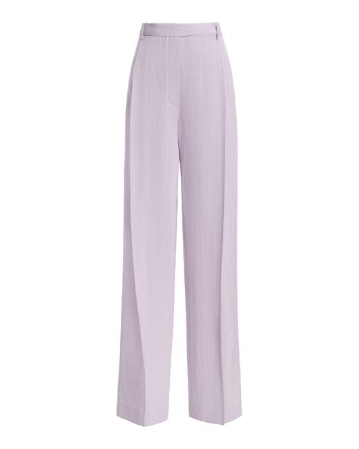 Calvin Klein Purple Reyna Mid-Rise Linen-Blend Wide-Leg Pants