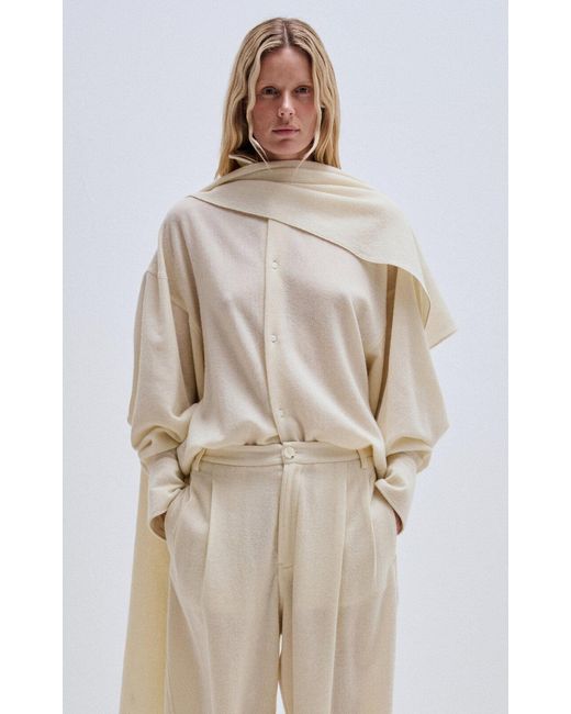 DARKPARK Natural Georgia Cashmere-Wool Shirt With Detachable Scarf