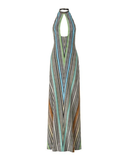 Missoni Blue Knit Maxi Halter Dress