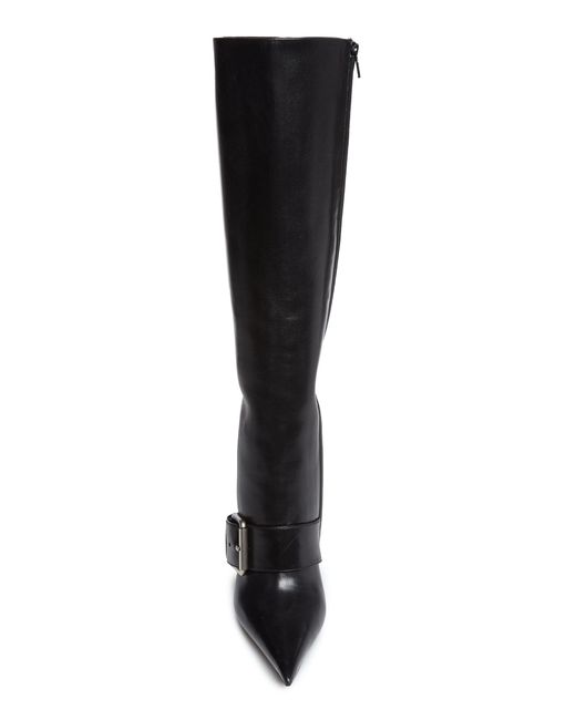 Balenciaga Black Knife Buckle-detailed Leather Knee Boots