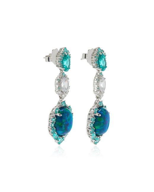 Anabela Chan Blue Ocean 18k White Gold, Rhodium Vermeil Opal, Tourmaline, And Diamond Earrings