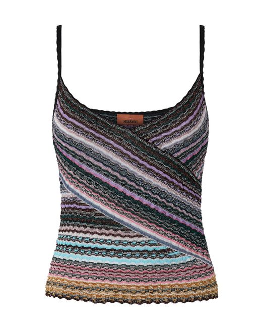 Missoni Black Wrapped Lamé Knit Tank Top
