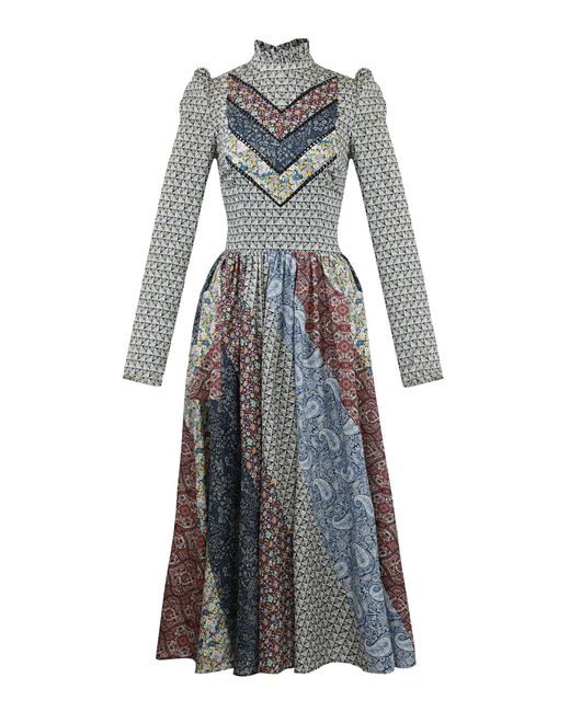 Lena Hoschek Gray Vanderbilt Cotton Midi Dress