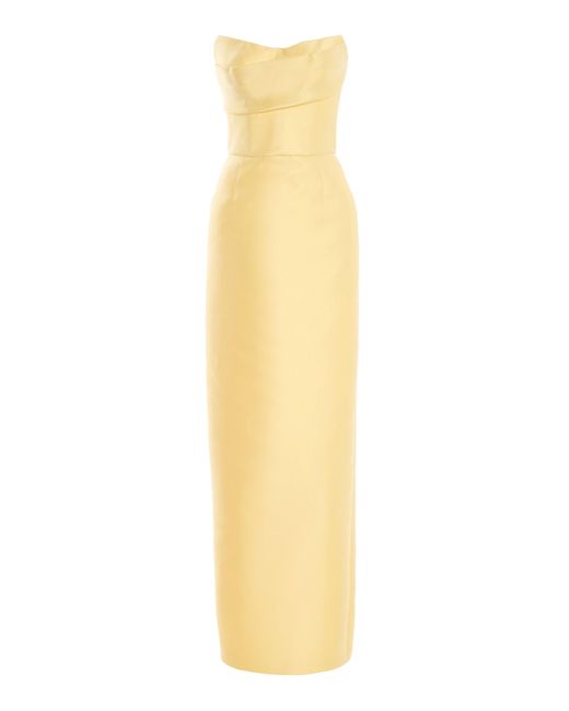 Monique Lhuillier Yellow Strapless Column Gown