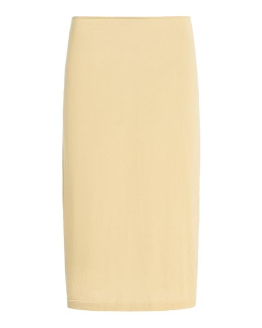 Ziah Natural Cotton-Blend Sheer Knit Midi Skirt