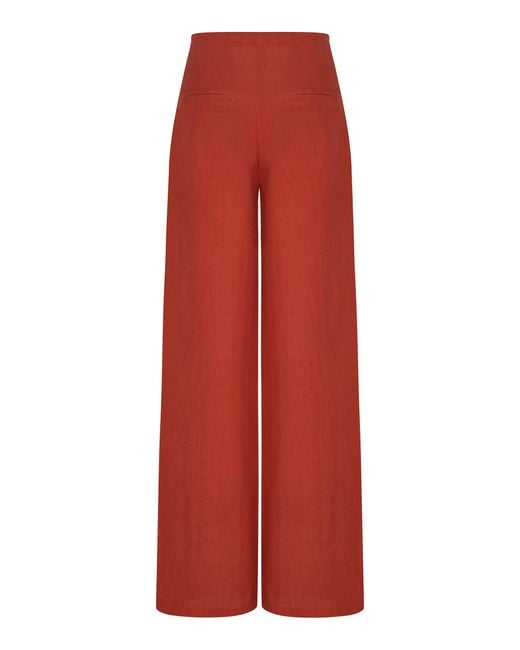 ANDRES OTALORA Red Poesia High-rise Linen Wide-leg Pants