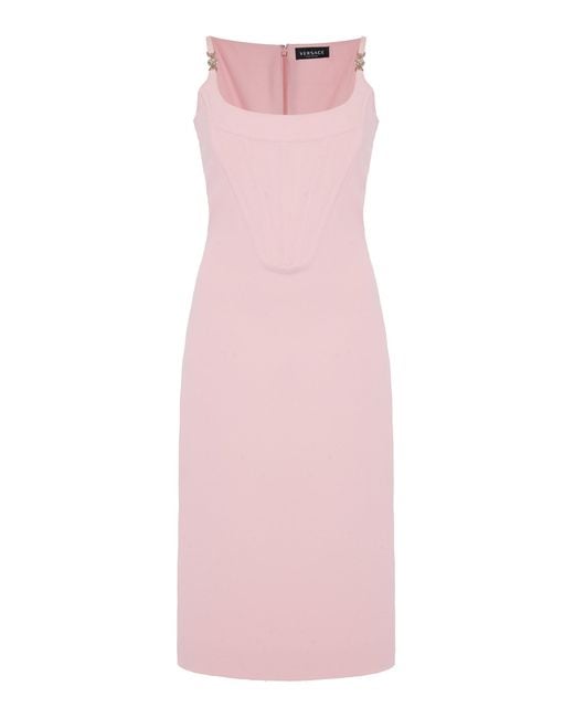 Versace Pink Satin Corset Midi Dress