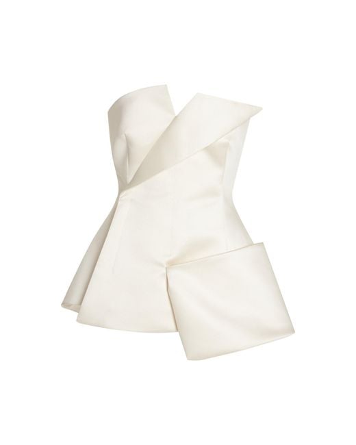 A.W.A.K.E. MODE White Asymmetric Satin Corset Top