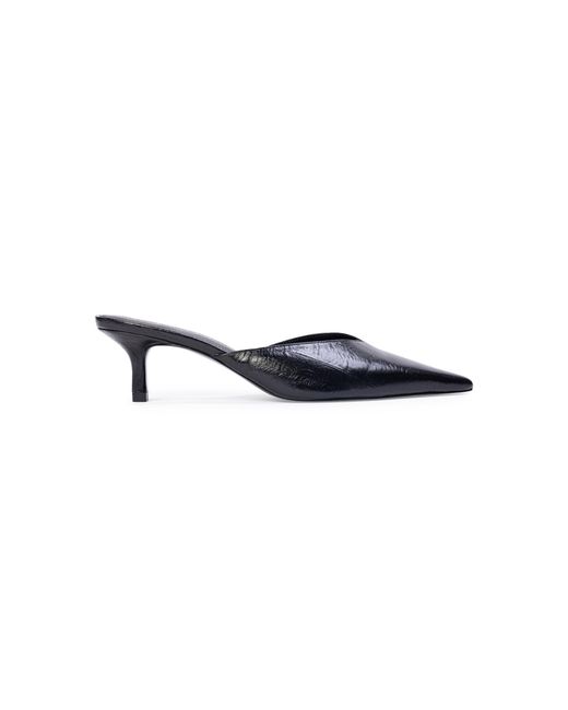 Black Suede Studio Black Analisa Eel-Printed Leather Mules