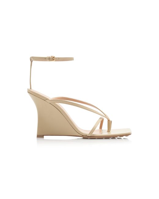 Bottega Veneta Natural Lounge Leather Wedge Sandals