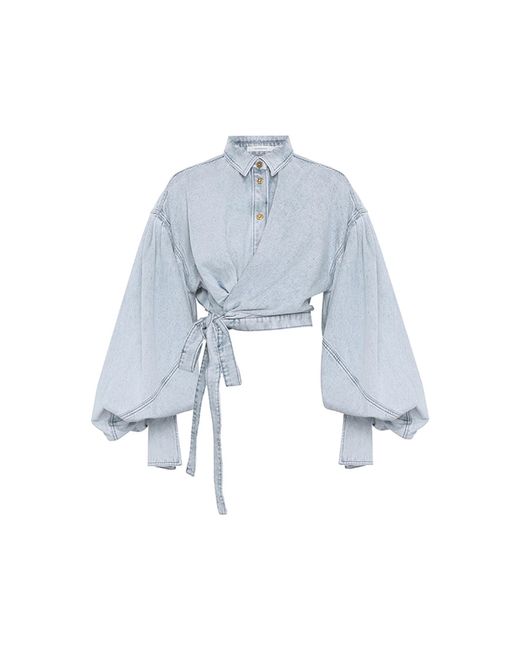 Zimmermann Blue Rebellion Denim Wrap Top