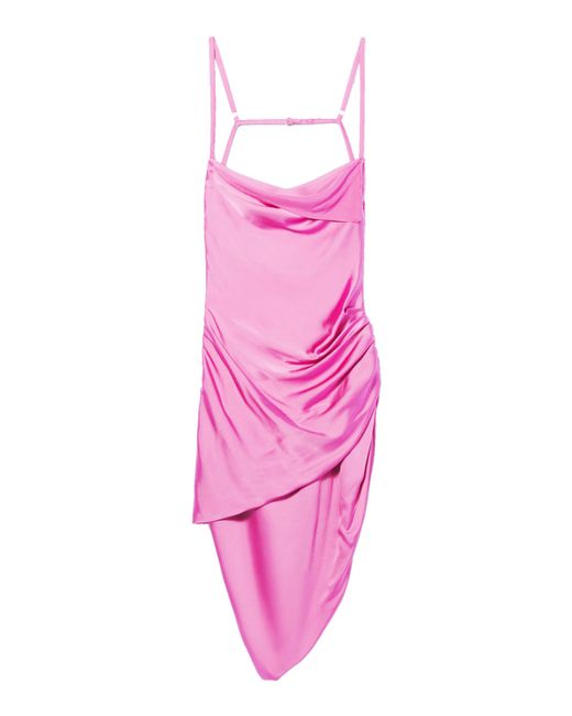 Jacquemus Saudade Draped Satin Open-back Mini Dress in Pink - Lyst