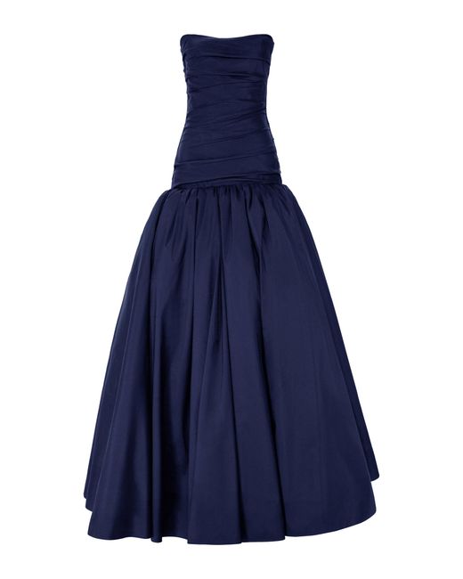 Marmar Halim Blue Strapless Taffeta Ball Gown