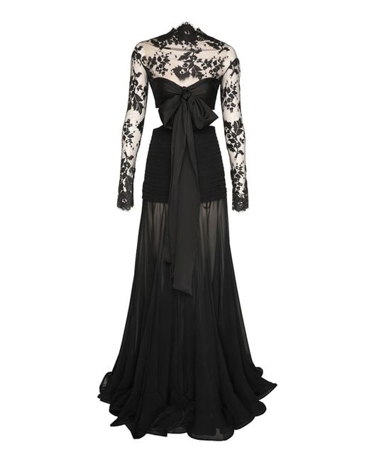 Zimmermann Illustration Flounce Bow-Detailed Cutout Lace-Silk Gown in Black | Lyst Zimmermann Illustration Flounce Bow-Detailed Cutout Lace-Silk Gown in Black | Lyst