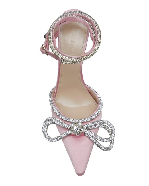 Mach & Mach Double Bow Crystal-embellished Satin Pumps in Pink - Lyst