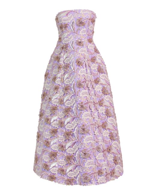 La Fuori Purple Lilac Chantilly Embellished Gown