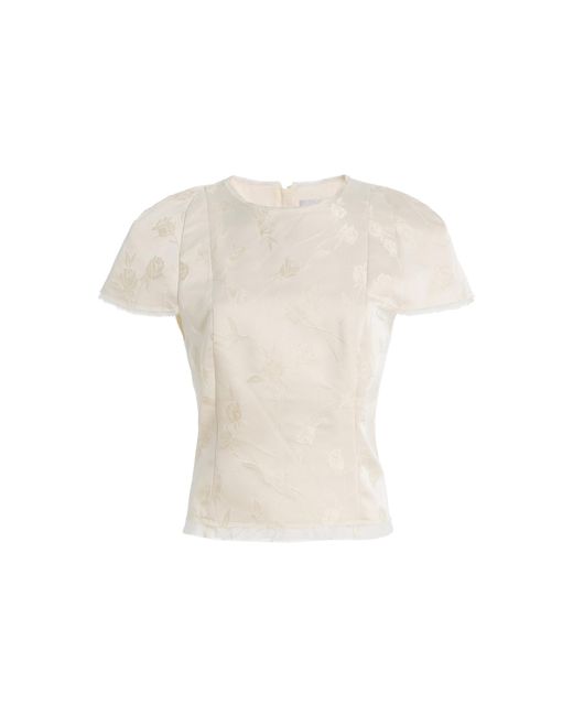 Mel Usine White Nacre Falling Rose Jacquard Crop Top