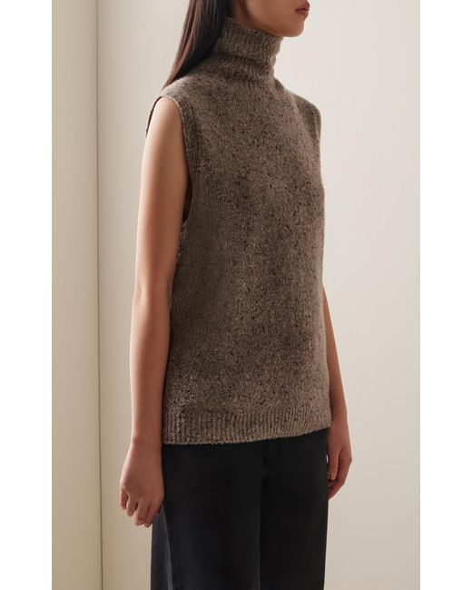 The Row Brown Merilas Cashmere Turtleneck Top