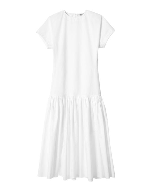 Jacquemus White The Niolu Drop-Waist Cotton Midi Dress