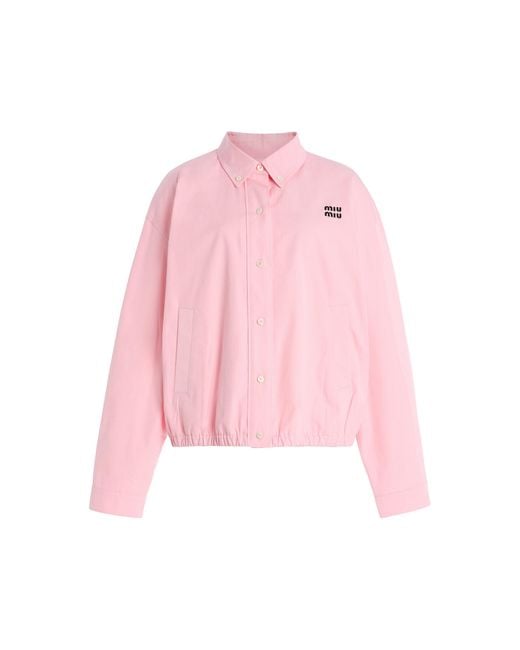 Miu Miu Pink Cotton-Poplin Blouson Jacket